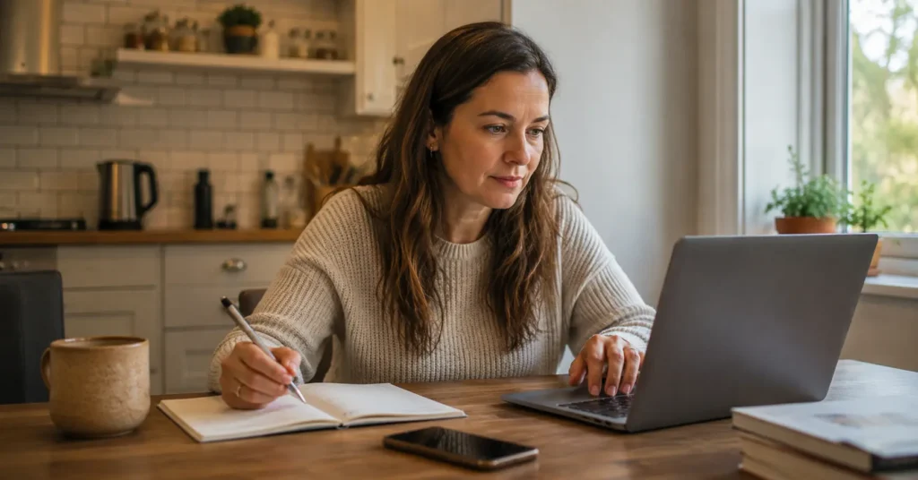 parent researching how to choose an AI academy for kids on a laptop