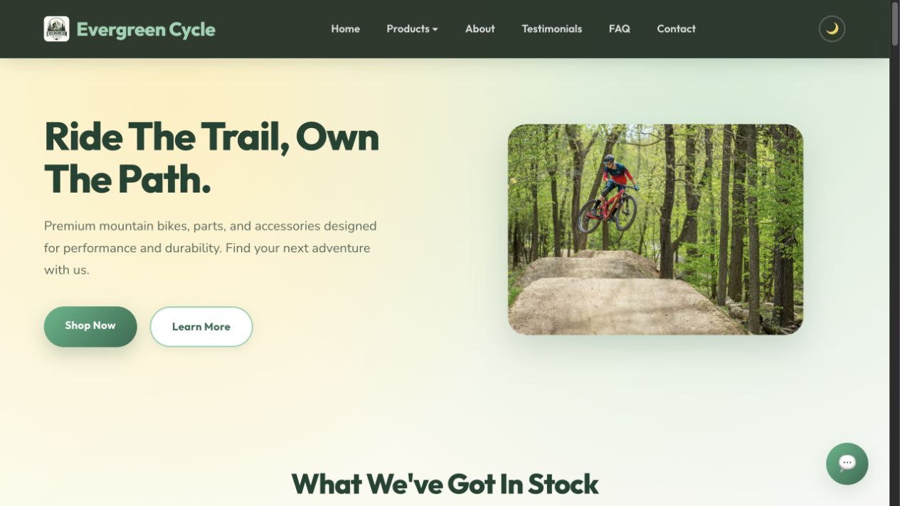 Evergreen Cycle student-built cycling website