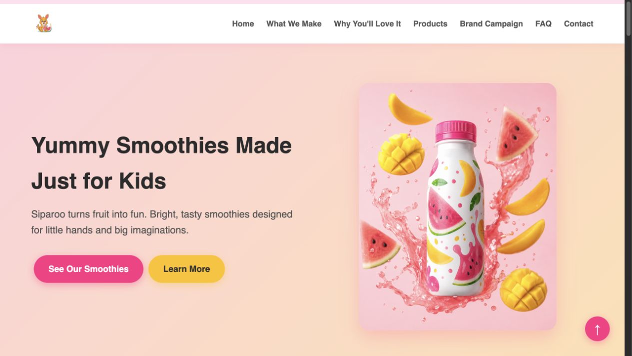 Siparoo student-built smoothie brand website