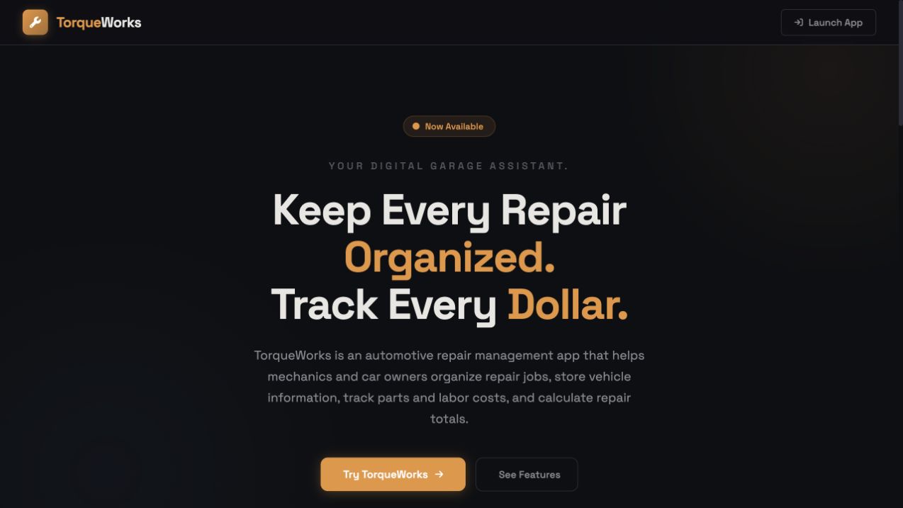 TorqueWorks student-built repair workflow app