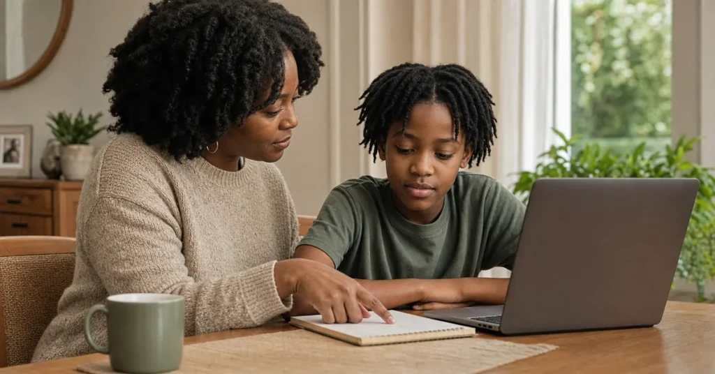 A parent and child preparing with a notebook before using AI tools - what parents should know before letting kids use AI